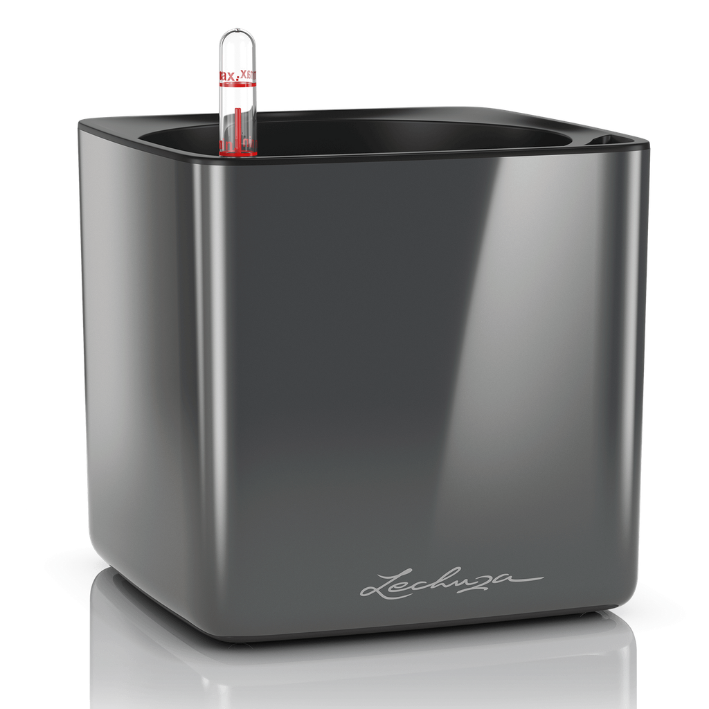 LECHUZA CUBE GLOSSY 14 SET COMPLET CHARCOAL 13511